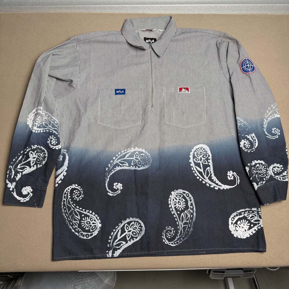 Ben Davis x WTLA Paisley Ombre Stripe Half-Zip Long Sleeve Shirt